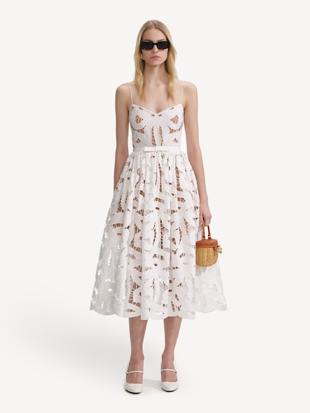 White Bow Embroidered Midi Dress (H49905) | £380