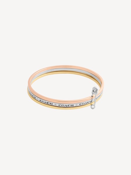 Gold Tone Signature Safety Pin Bangle (H51441) | £175