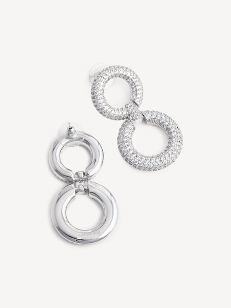 Silver Plated Crystal Link Two Tiered Earrings (H53924) | £120