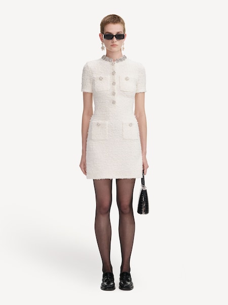 Cream Textured Knit Mini Dress (H53928) | £350