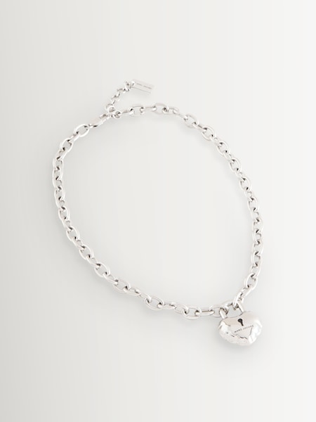 Silver Tone Ballon Heart Lock Pendant (H56235) | £105