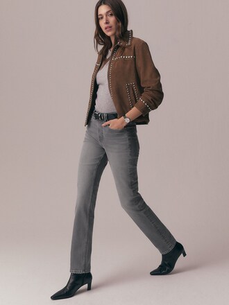 Grey Slim Mid Rise Stretch Jeans - Petite