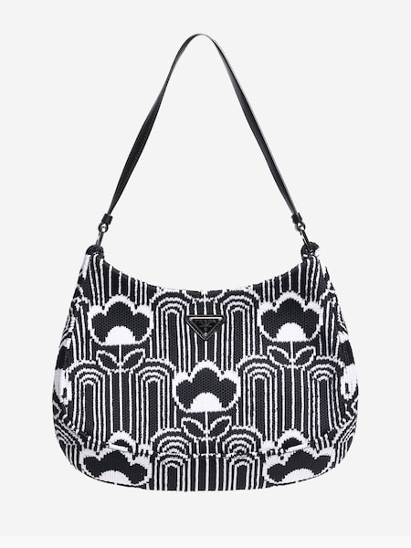 Prada Black Cleo Jacquard Shoulder Bag (H57545) | £1,630
