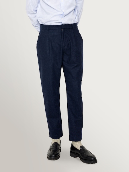 Blue Navy Melange Wool Assembly Suit Trousers (H65418) | £180