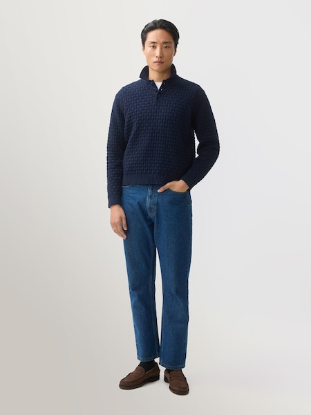 Blue Archer Basketweave Long Sleeve Knitted Jumper (H70595) | £160