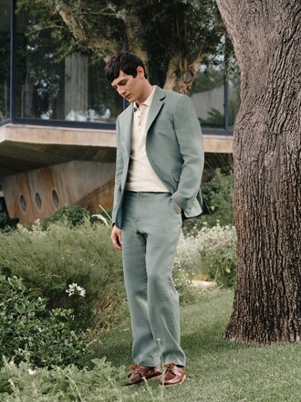 Green N.Premium Tailored Fit 100% Linen Suit Jacket