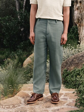 Green N.Premium Tailored Fit 100% Linen Suit Trousers