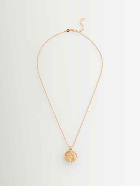 Gold Tone Lucy Williams Medium Engravable Roman Pendant Necklace (H84887) | £149