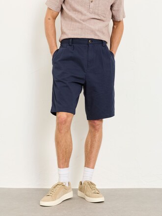 FatFace Navy Pleat Front Chino Shorts