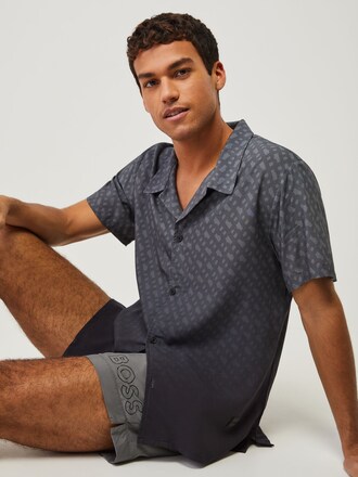 BOSS Grey Printed Regular-Fit Shirt