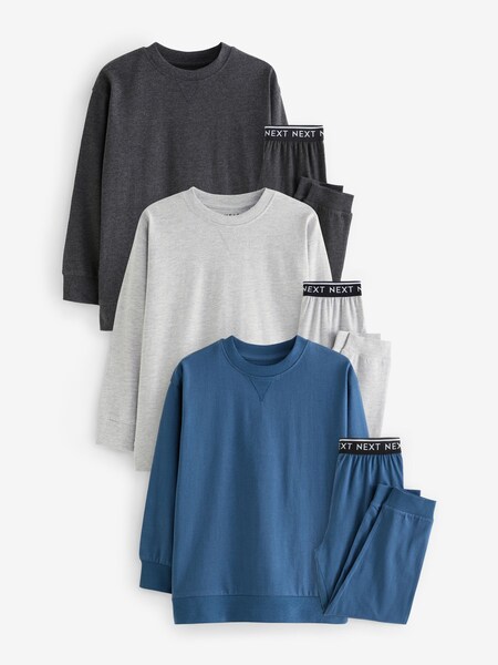 Blue/Grey/Charcoal Short Leg Pyjamas 3 Pack (3-16yrs) (3-16yrs) (K99097) | £27 - £34