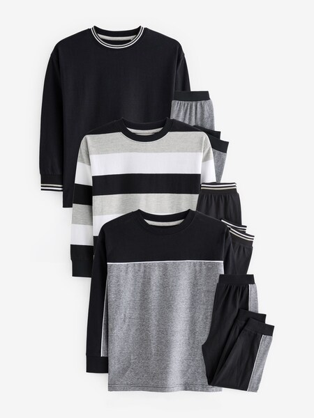 Monochrome Long Leg Pyjamas 3 Pack (3-16yrs) (K99152) | £32 - £40