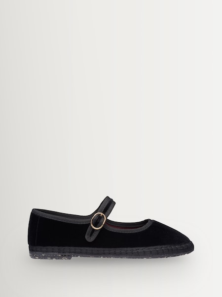 Black Antonia - Velvet Mary Jane Ballet Flats