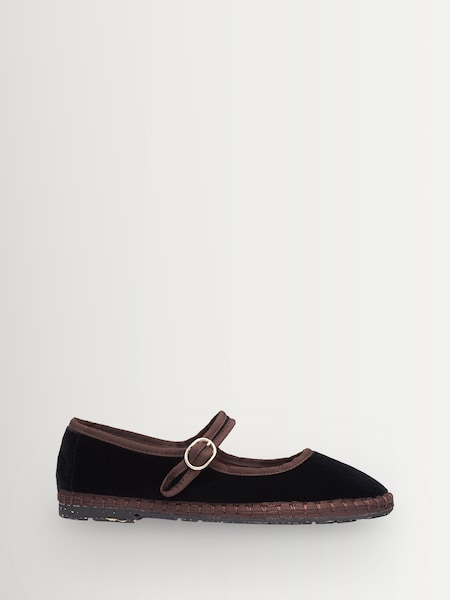Brown Sethe - Velvet Mary Jane Ballet Flats