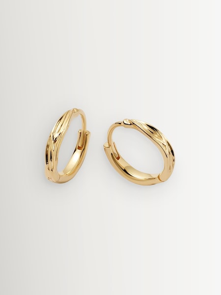 Gold - Gold Plate Twisted Huggies Hoop 18ct Earrings