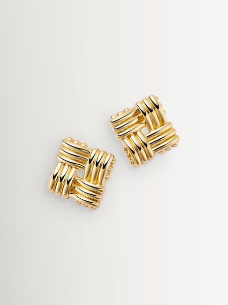 Gold - Mini Lattice Stud 18ct Silver Earrings