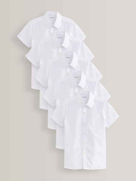 White Slim Fit 5 Pack Short Sleeve School Shirts (3-17yrs) (M13627) | £20 - £36