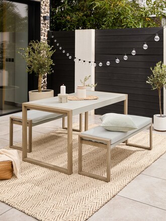Natural Adelaide 4 Seater Dining Table and Bench Set