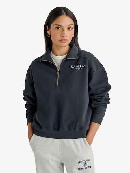 Black Sport Quarter Zip Sweatshirt (N33097) | £150
