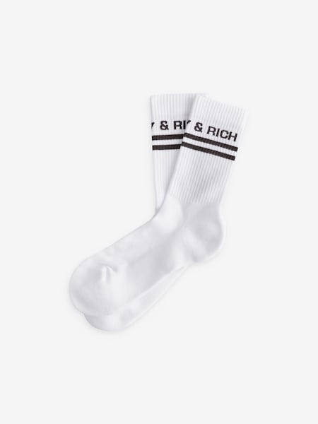 White/Brown Bold Logo Socks (N35066) | £25