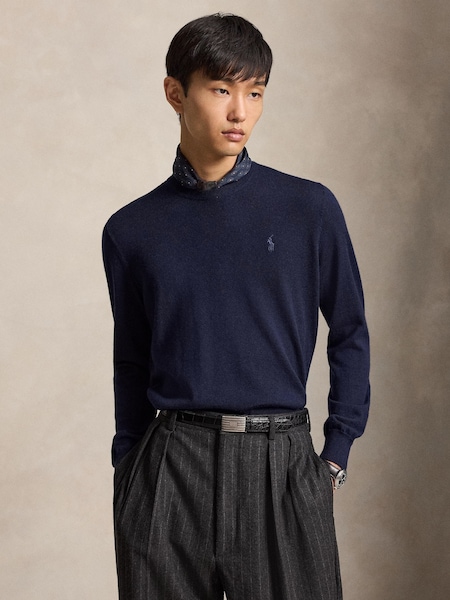 Navy Blue - Regular Merino Crewneck Jumper
