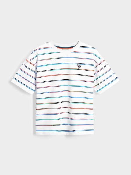 Boys Oversized Gradient Striped Short Sleeve White T-Shirt (N72778) | £38