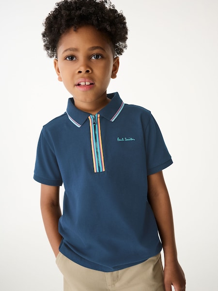 Boys Short Sleeve Artist Quarter Zip Polo Shirt (N72787) | £45