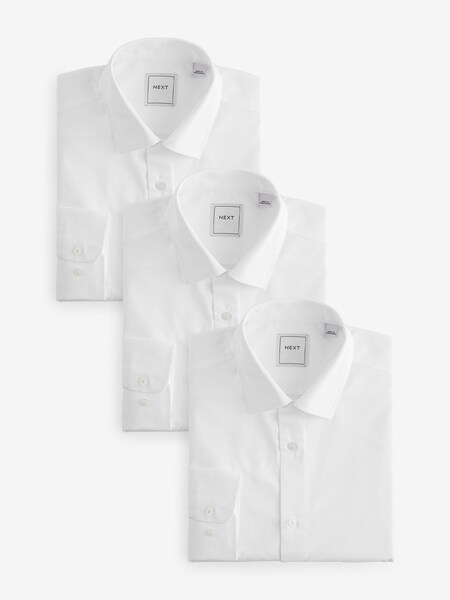 White Slim Fit Single Cuff Easy Care Smart Shirts 3 Pack (N79322) | £52