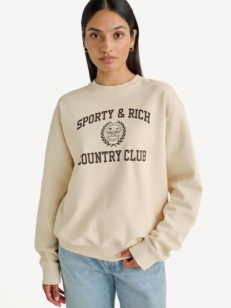 Cream Varsity Crest Crew Neck Sweat Top (Q48953) | £140