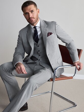 Grey Regular Fit Signature Nova Fides 100% Italian Wool Suit Jacket