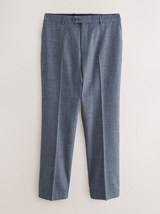 Blue Regular Fit Trimmed Textured Suit Trousers