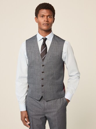 Blue Regular Fit Trimmed Textured Suit Waistcoat