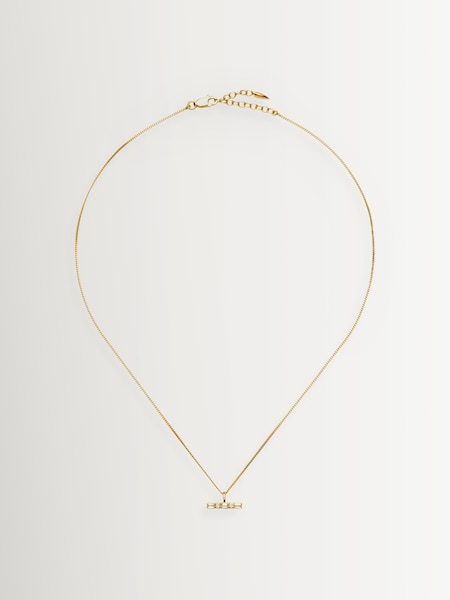 Gold Tone - Lucy Williams T-bar Stone Pendant Necklace