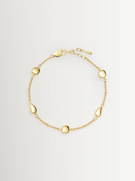 Gold Tone - Molten Teardrop Multi Charm Bracelet