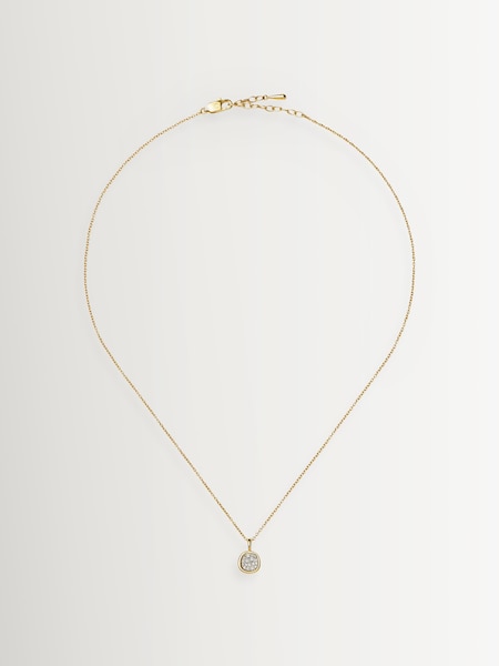 Gold Tone - Molten Soft Square Pave Pendant Necklace