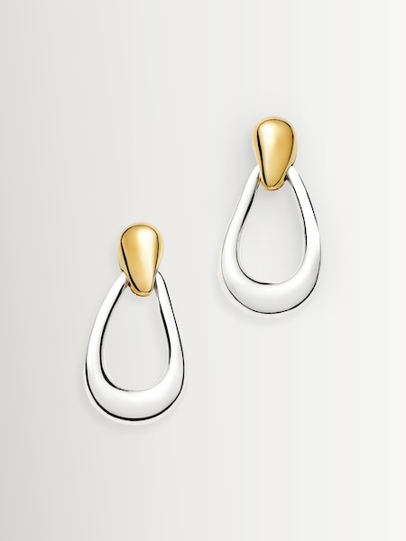 Silver Tone - Molten Teardrop Statement Stud Earrings
