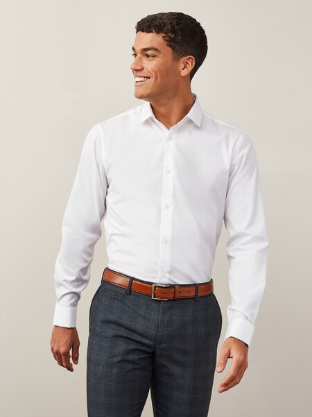 White Regular Fit Easy Care Double Cuff Smart Shirt (U68620) | £22