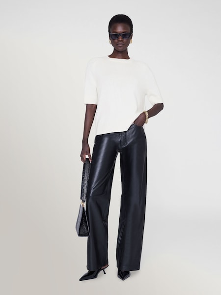 Black Black Leather Manon Trousers (V00754) | £420