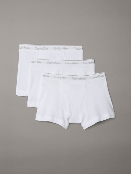 White Tonal Cotton Jersey Boxer Trunks 3 Pack (V01431) | £38