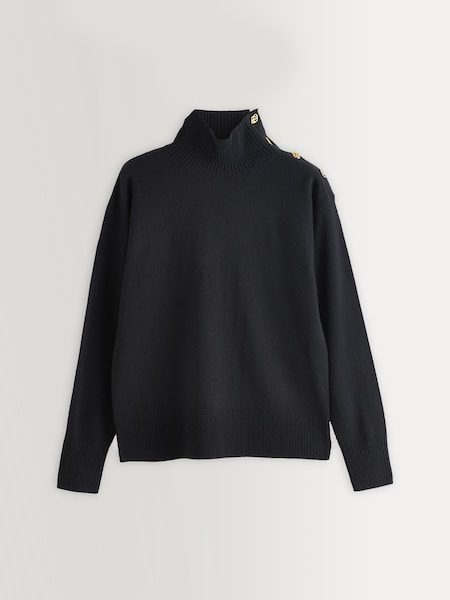 Black Cabernet Vanille Wool High Neck Jumper (V04307) | £270
