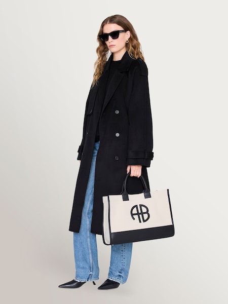 Black Natural Canvas with Medium Lara Tote (V10411) | £320