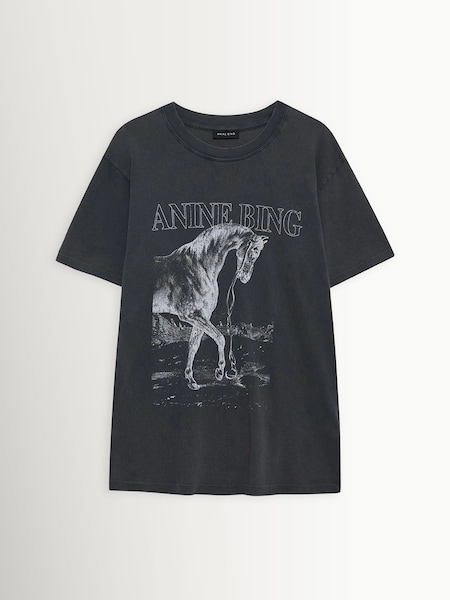 Black Washed Lili Horse Graphic T-Shirt (V10417) | £110