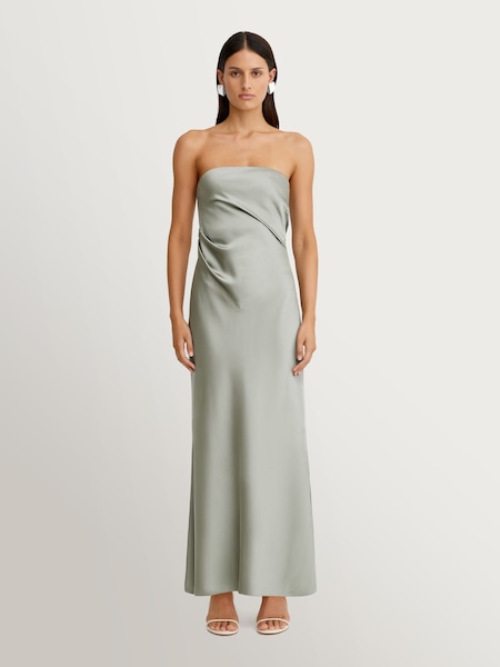 Grey Lucile Satin Strapless Maxi Dress (V10426) | £335
