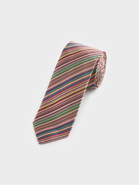 Multi Signature Stripe 6cm Silk Tie (V10874) | £120