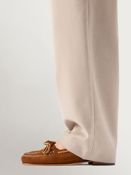 Brown Lorea Suede Mary Jane Loafers With Lace Detail (V11040) | £360