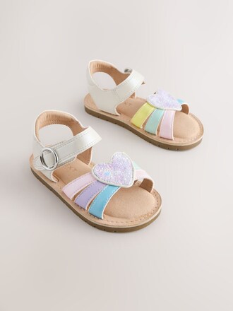 Multi Pastel Standard Fit (F) Heart Occasion Sandals