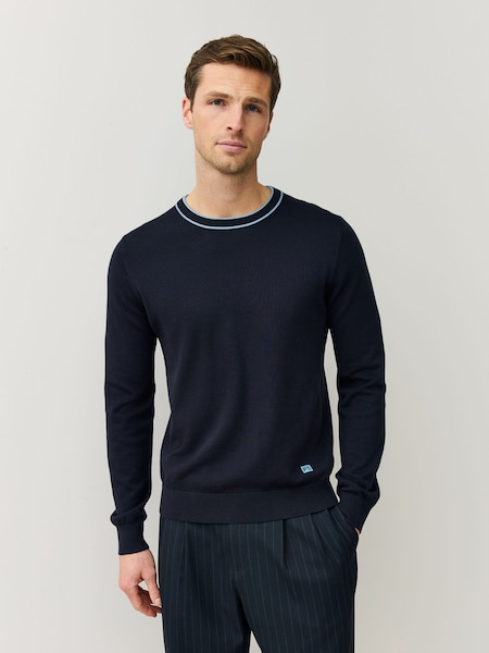 Blue Regular-Fit Quarter Zip Jumper (V22602) | £155
