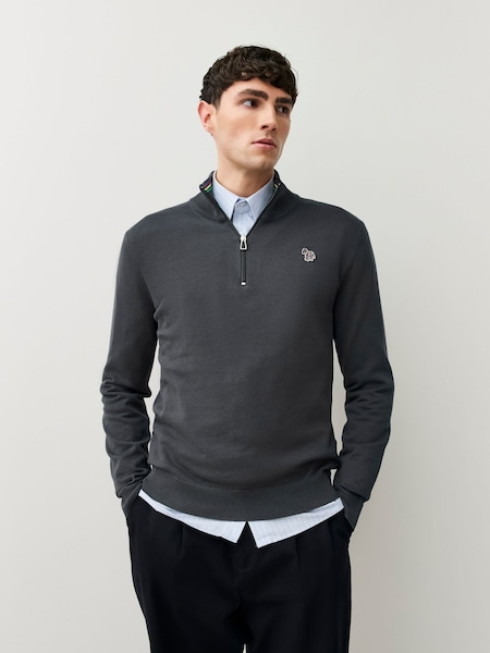 Grey Regular-Fit Quarter Zip Jumper (V22610) | £145