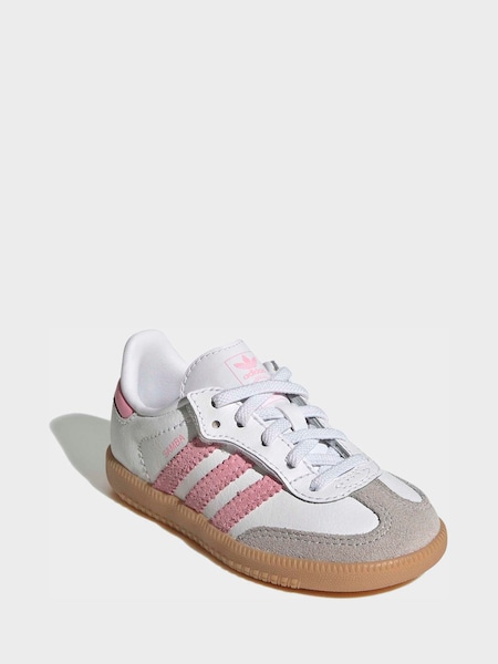 White/Pink/Grey Samba OG Comfort Closure Elastic Lace Infant Trainers (V28930) | £45