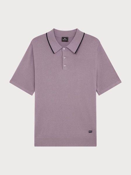 Purple Tipped Knitted Polo Shirt (V40821) | £135
